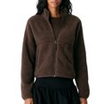 thumbnail image 4 of Bexdxz Women's Full Zip Sherpa Fleece Jacket, Stand Collar Fuzzy Plush Zip Up Outerwear with Zipper Pockets, Warm Casual Long Sleeve Coat for Fall Winter Outdoor Activities Brown L, 4 of 5