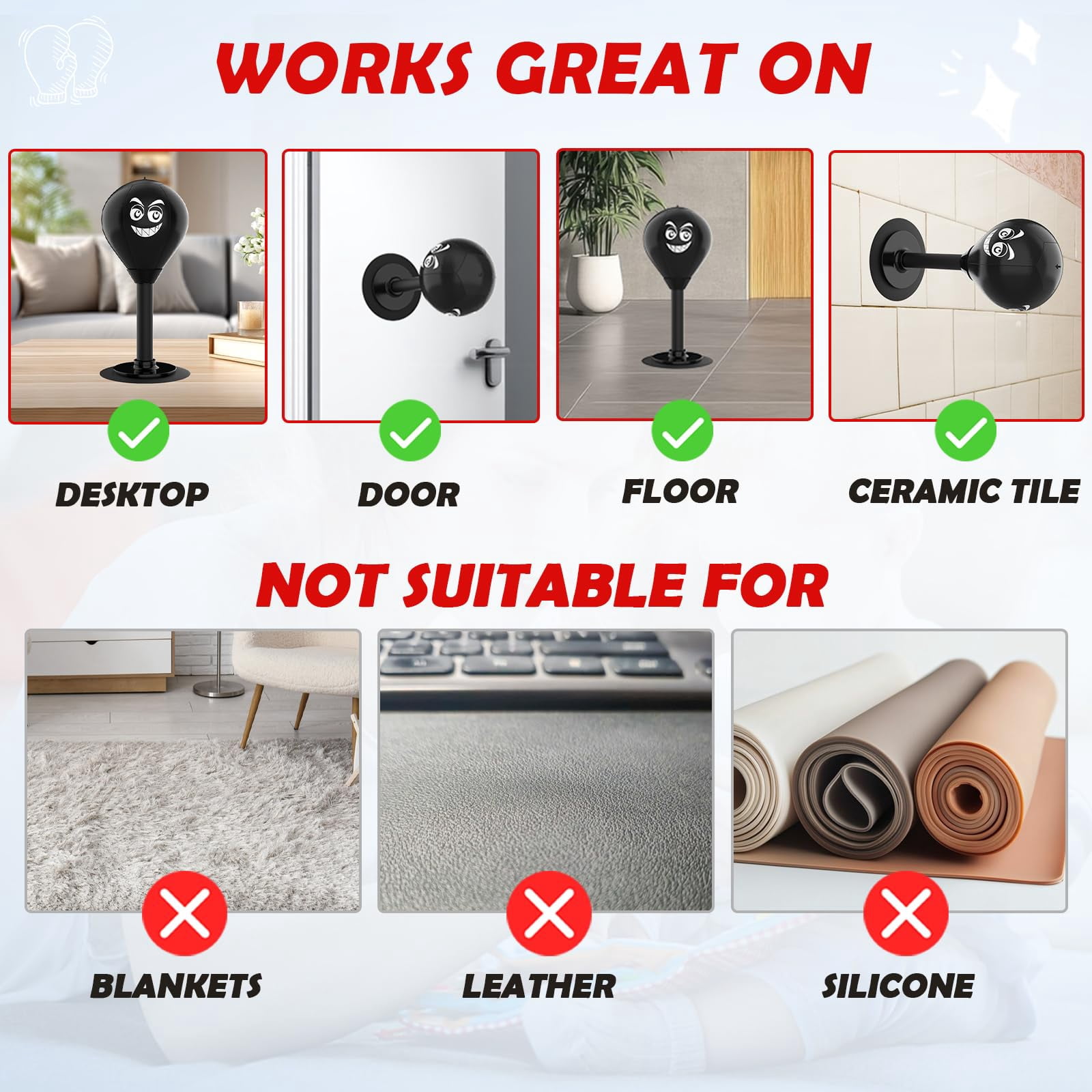 Desktop Punching Bag With Suction Cup - For Office Desk  Heavy Duty Boxing Ball Adults And Fun Gift Coworkers & Friends