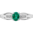 thumbnail image 5 of Sterling Silver Rhod-Plated Diamond Created Emerald Ring (Size 7) Made In Thailand qr7064may-7, 5 of 5