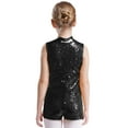 thumbnail image 5 of iiniim Kids Girls Sequins Sleeveless Short Jumpsuit Ballet Dance Biketard Gymnastics Leotard Unitard Black 16, 5 of 6