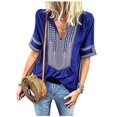 thumbnail image 2 of Nuevo estilo étnico con cuello en v damas casual camiseta Eccomum Negro 2XL, 2 of 6