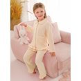 thumbnail image 3 of GYRATEDREAM 1-6T Toddler Baby Girl Two Piece Pajamas Set Long Sleeve Ruffle Button Down Cotton Pajamas Top Pants Sleepwear Clothes, 3 of 9