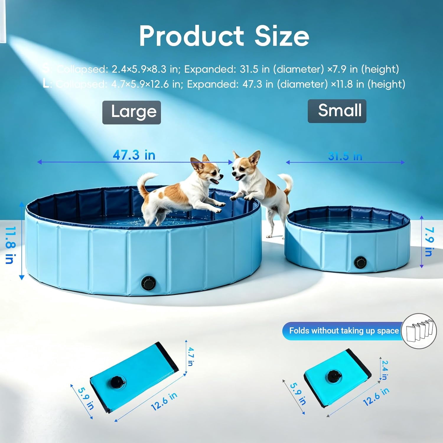 Dog Ball Pit with 75 Balls Included,Cat Ball Pit & Dog Pool 2-in-1 for Puppies Small Dogs Cats, Portable Pet Playpen Pool Indoor Outdoor(S+75 Balls)