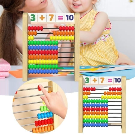 Wooden Counting Educational Math Toy for Kids Preschool Learning Tools with Colorful Beads Number Recognition Early Childhood Development