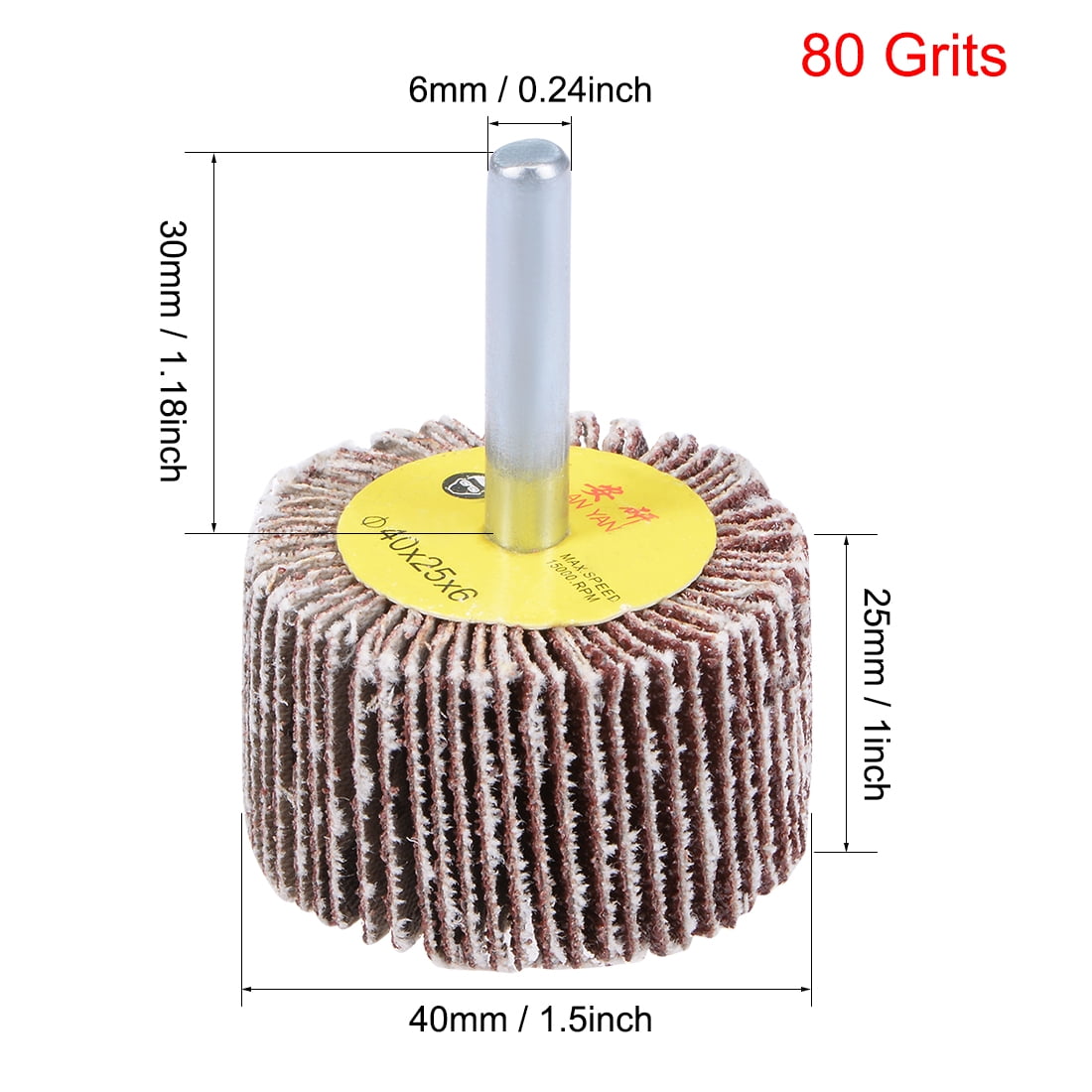 Unique Bargains Flap Wheels Shank Mounted Sanding Wheel for Grinding 40mm x25mm x6mm 5Pcs