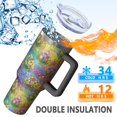 thumbnail image 5 of 40oz Pioneer Flower Floral Print Pattern Insulated Tumbler with Handle, BPA-Free Leak Proof Lid and Straws, Double Wall Vacuum, Hot 12h/Cold 34h, 5 of 6