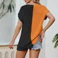 thumbnail image 4 of Birdeem Woamn Summer Color Matching Loose Large Size Short Sleeve V-Neck Blouse, 4 of 5