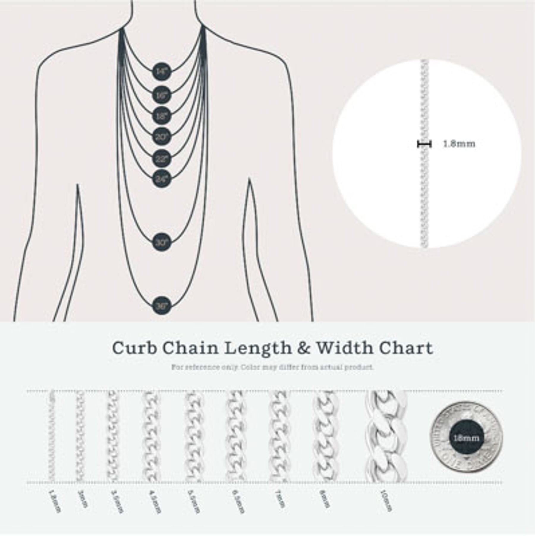 Kezef Rose Gold Plated Sterling Silver Cuban Curb Chain 1.8mm Women's or Men's Necklace, Made in Italy, Curb Link 36" Necklace