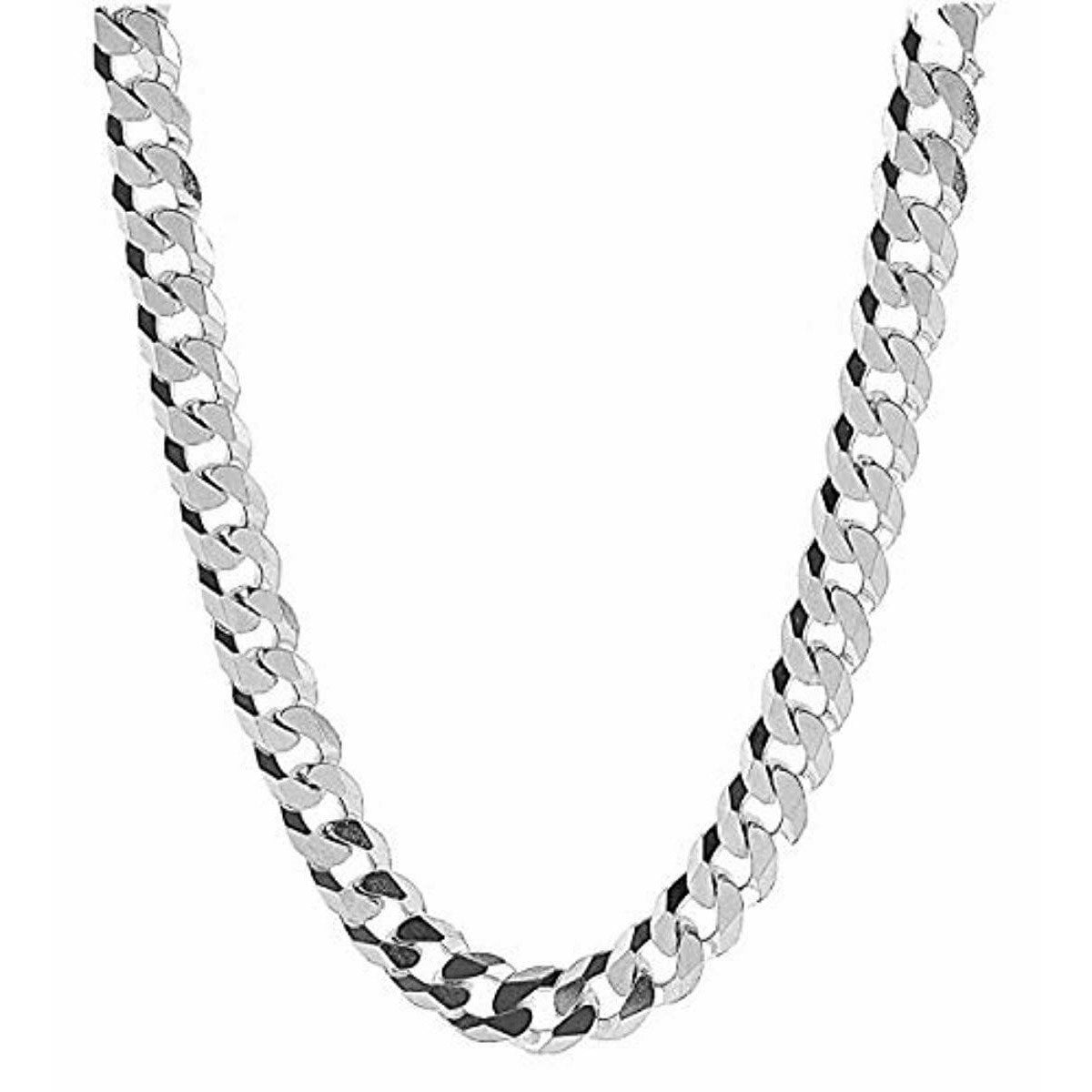 17 inches Long Thick 10mm Chain Silver Colored Heart Pendant Necklace