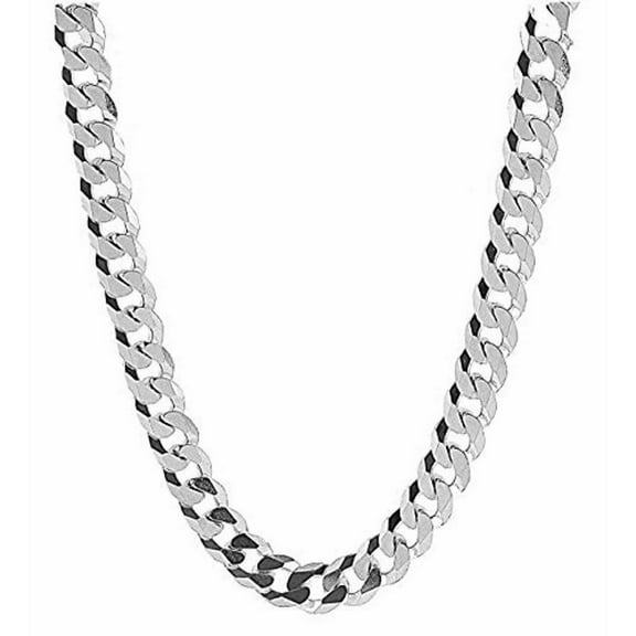 Dubai Collections 10MM Curb Link White Gold Cuban Miami Link Chain Necklace Secured Clasp Plated - 22"