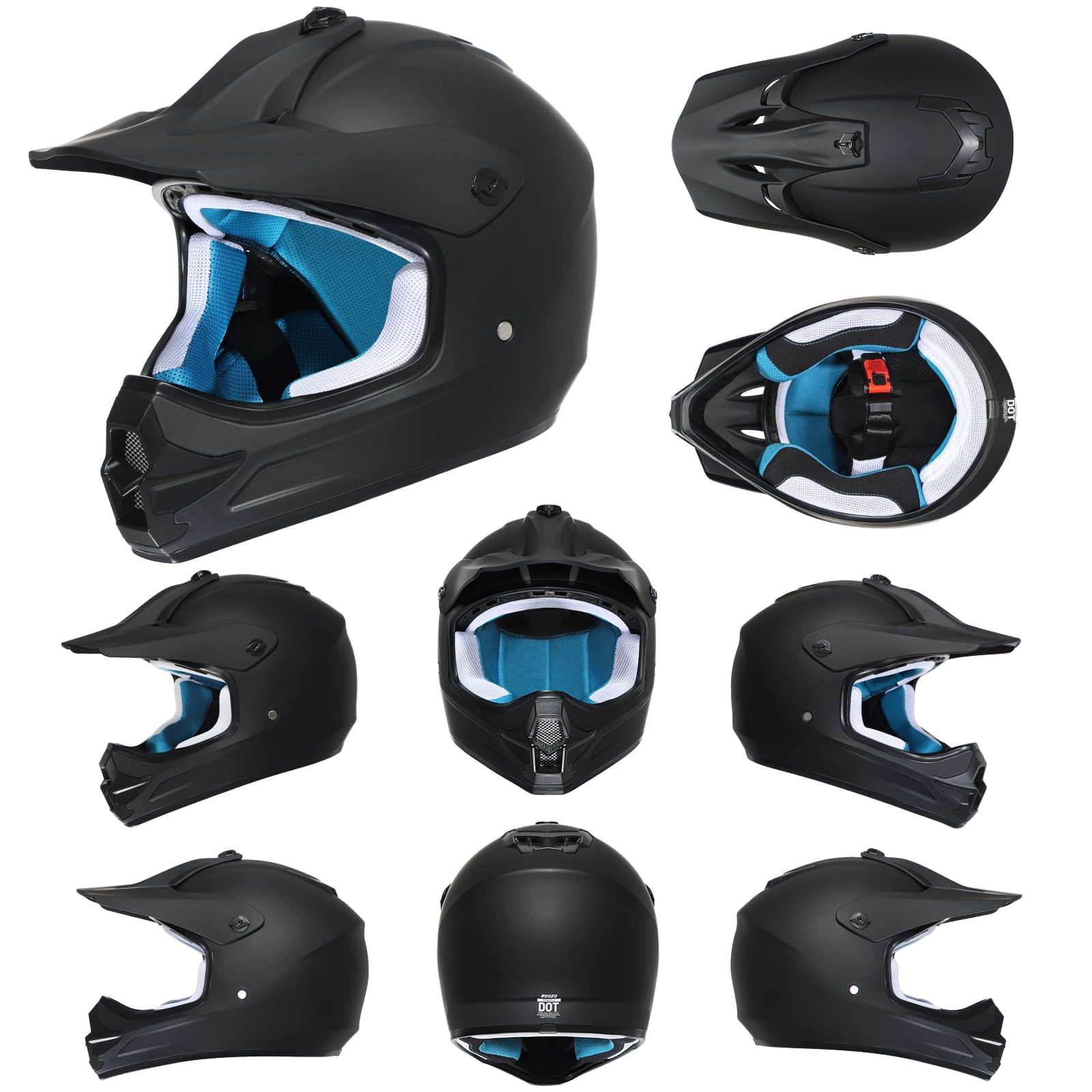 Youth Dirt Bike Helmet DOT Certified - Full Face Motorcycle Helmet for Off-Road, ATV, Street Riding, Includes Adjustable Goggles & Protective Gloves