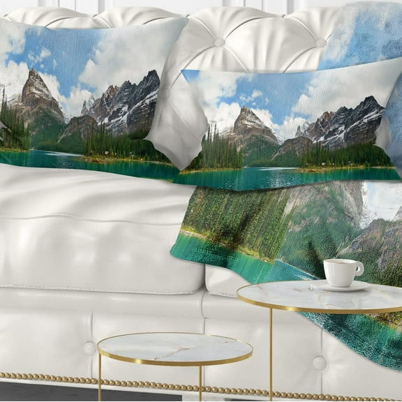 Designart Lake O hara in Yoho National Park - Modern Seascape Throw Pillow - 12x20