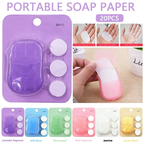 Fiudx Jabón de Manos Portátil, Papel de Jabón Comprimido, Esencial de Viaje Ecológico, Diseño Compacto, Perfecto para Actividades Al Aire Libre, Viajes de Negocios, Camping, 20 Hojas Por Caja