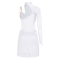 thumbnail image 4 of Oyolan Women's Ballroom Dance Outfit One Shoulder Fringed Tango Salsa Latin Dance Dress Ivory XXL, 4 of 5