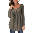 thumbnail image 2 of Yuyuzo Chemises d'Automne pour Femmes Manches Longues Col Rond Boutons Tunique à Volants Blouses Fluides, 2 of 6