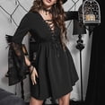 thumbnail image 4 of Njagoc3 Womens Long Sleeve Lace - Up Mini Dress, Gothic Style, Club & Halloween Party Outfit, 4 of 6