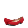 thumbnail image 2 of Zapatos DREAM PAIRS Mila Tacón Bajo Grueso Rojo Gamuza 8, 2 of 7