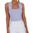 thumbnail image 3 of Summer Sleeveless Square Neck Solid Color Slim Fit Tank Tops, 3 of 6