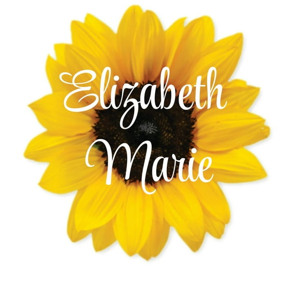 Personalized Name Vinyl Decal Sticker Custom Initial Wall Personalization Decor Sunflower Yellow Flower Design Pattern Mural 8 Inches X 8 Inches