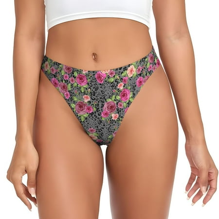 Lafuoo Rose Mix Leopard Pattern Women s Seamless Thong  Low Rise Underwear Panties Women s Clothing-Medium