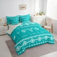 thumbnail image 3 of Feelyou Hippie Aztec Print Bedding Comforter Set 7pcs, Dark Turquoise Geometric Queen Bedding Sets, Bohomian Style Queen Sheet Sets, Lightweight Bedroom Decorative, 3 of 7