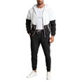 thumbnail image 4 of Men's Retro Windbreaker Tracksuits Set Long Sleeve Full Zip Running Sports Sweatsuit Color Block 2 Piece Outfits Commuting, 4 of 7