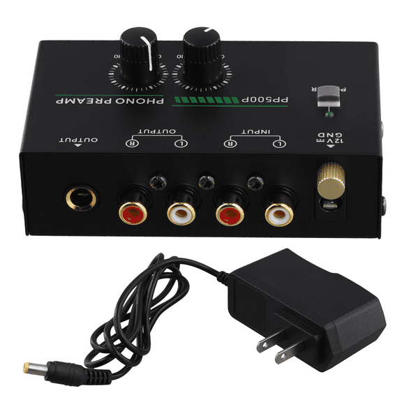 Phono Turntable Preamp, Phonograph Preamplifier with R C A Input, TRS Output, for Record Play US Plug
