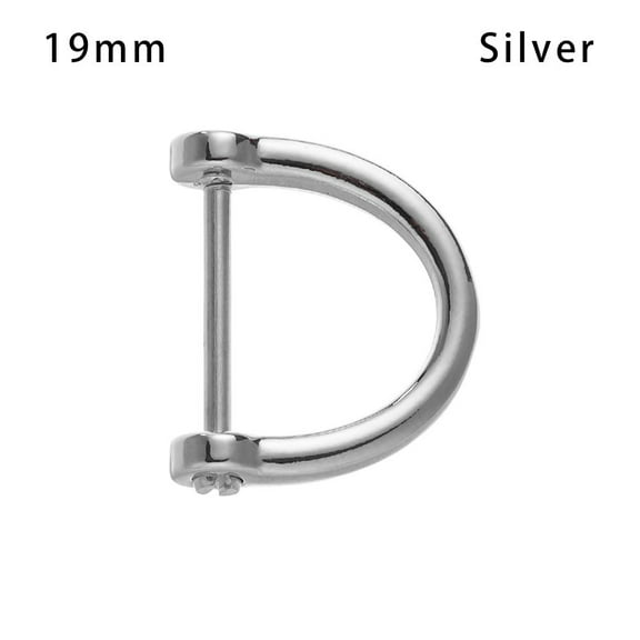 Metal Shoulder Webbing Buckle Belt Handle Detachable Open Screw D Ring Buckle Clasp Leather Craft SILVER 19MM
