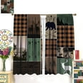 thumbnail image 3 of Rustic Cabin Curtains, Hunting Bear Deer Drapes for Kids Teens Adults, Farmhouse Moose Blackout Vintage Plaid Tree Growth Ring Window Curtains for Bedroom Decor, 21x63in, 2 Panel Set, 3 of 6
