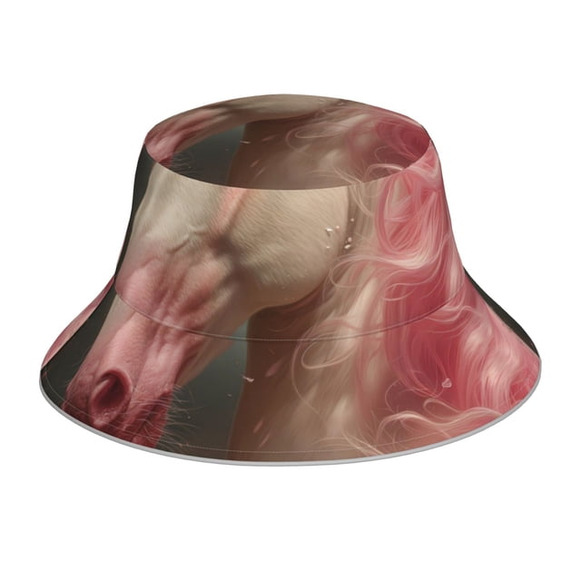 Balery Haired White Horse Sombreros para el sol para hombre y mujer, sombrero de pescador con UPF 50+