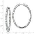 thumbnail image 2 of Sterling Silver Rhodium Plated With Cubic Zirconia Hinged Oval Hoop Earrings - Measures 44x34mm Wide, 2 of 2
