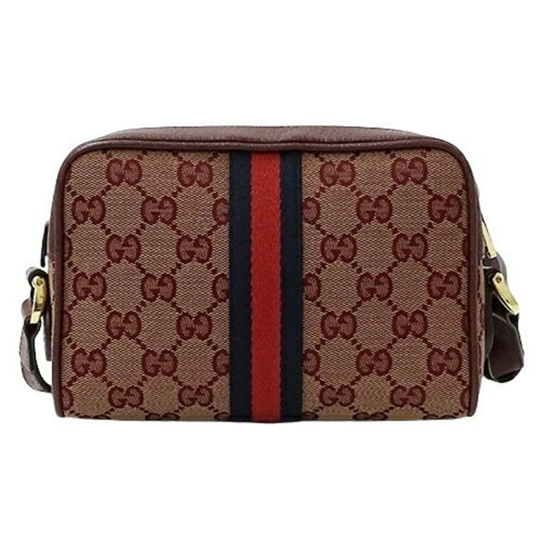Pre Owned Gucci GUCCI Bag Women s Shoulder Shelly GG Canvas Bordeaux Red 517350 Compact Good Walmart