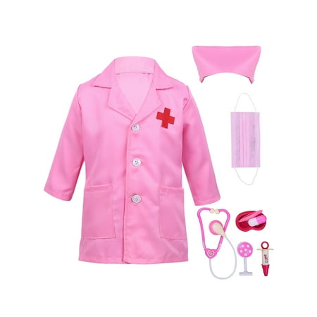Kids Long Sleeves Doctor Coat Dress up Play Outfit Tools Set