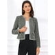 thumbnail image 3 of Blazer de tweed a cuadros Allegra K manga larga Negro L, 3 of 6