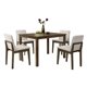 thumbnail image 4 of Dark Walnut Finish 5pc Dining Room Set Dining Table 4x Chairs Beige Fabric Chair Seat Kitchen Breakfast Dining room Furniture Ru My Lux Decor Round, 4 of 6