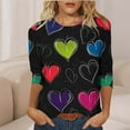 thumbnail image 6 of Vetsdori Womens 3/4 Sleeve Blouses Gifts for Junior Plus Size Pullover Valentines Heart Print,Casual Graphic Cute Fashion Tops for Junior, 6 of 6