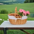 thumbnail image 4 of LOLIPPYY Grocery Baskets With Handles White Rattan Flower Basket For Easy Cleaning And Storage 1Pack, 4 of 6