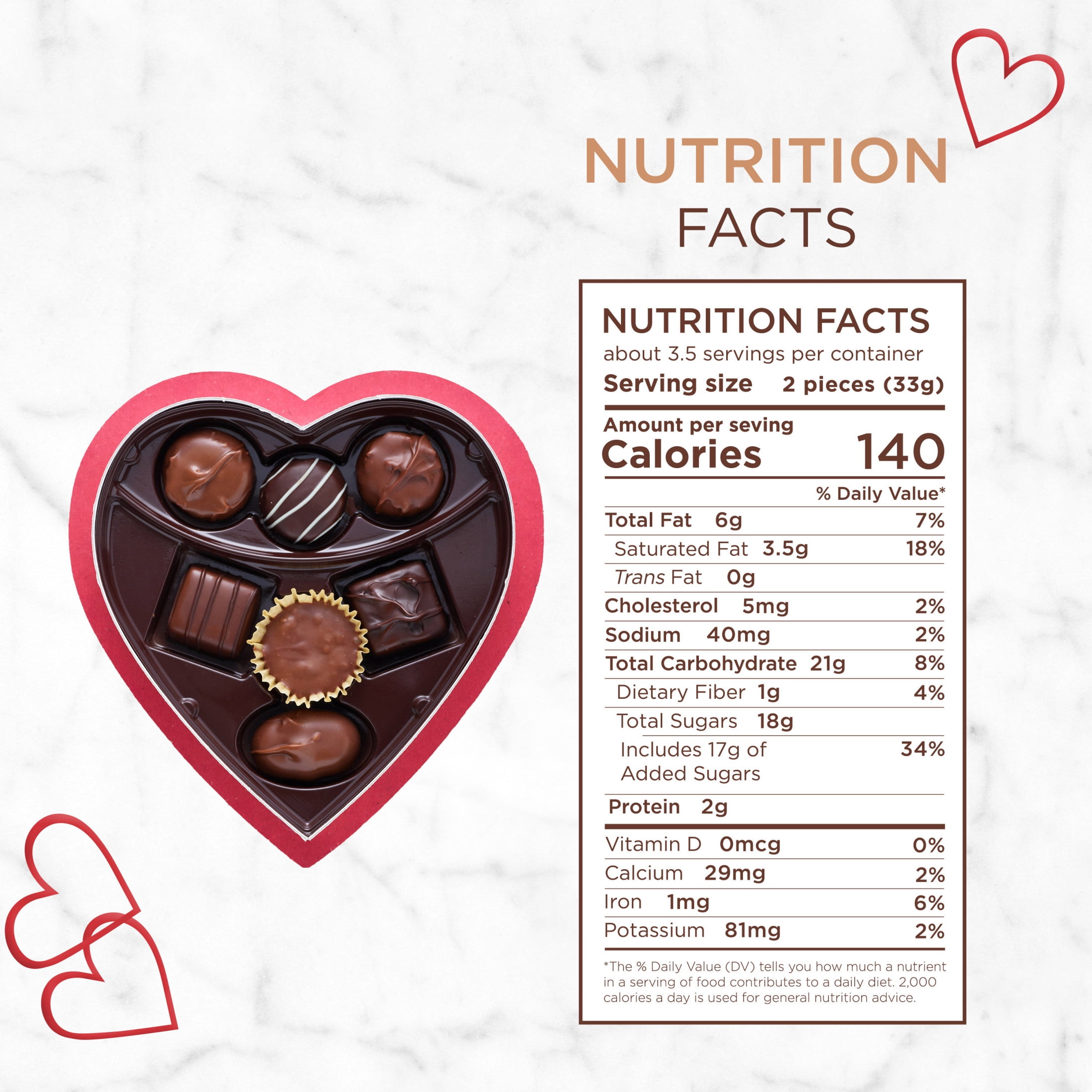 Russell Stover Valentine's Day Red Foil Heart Assorted Milk & Dark Chocolate Candy Gift Box, 4.03 oz.
