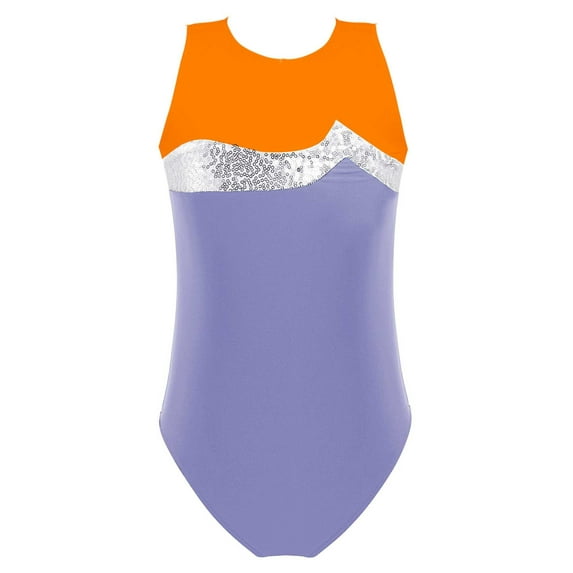 iEFiEL Girls Shiny Sequins Ballet Dance Leotard Patchwork Gymnastics Training Bodysuit