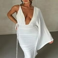 thumbnail image 2 of CNKOO Solid Backless Ruched Dress with Asymmetric One Shoulder for Women, 2 of 4