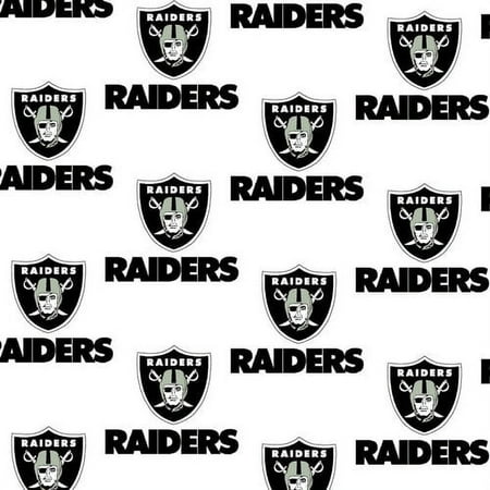 NFL Las Vegas Raiders 58" 100% Cotton Sports Logo Craft Fabric By the Yard, Black and White