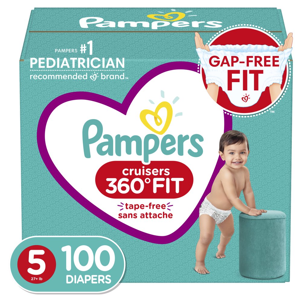 Pampers Cruisers 360 Fit Diapers, Active Comfort, Size 5, 100 ct