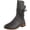 Gray, variant on Women Round Toe Lace Up Mid Calf Boots Low Heel Casual Comfortable Daily Boots for Spring Autumn Gray