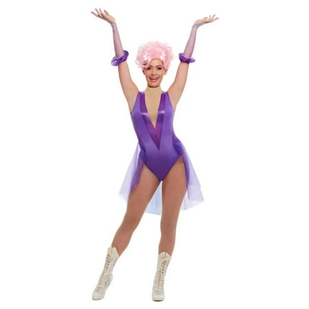 Purple Trapeze Artist Women Adult Halloween Costume with Gloves - Small