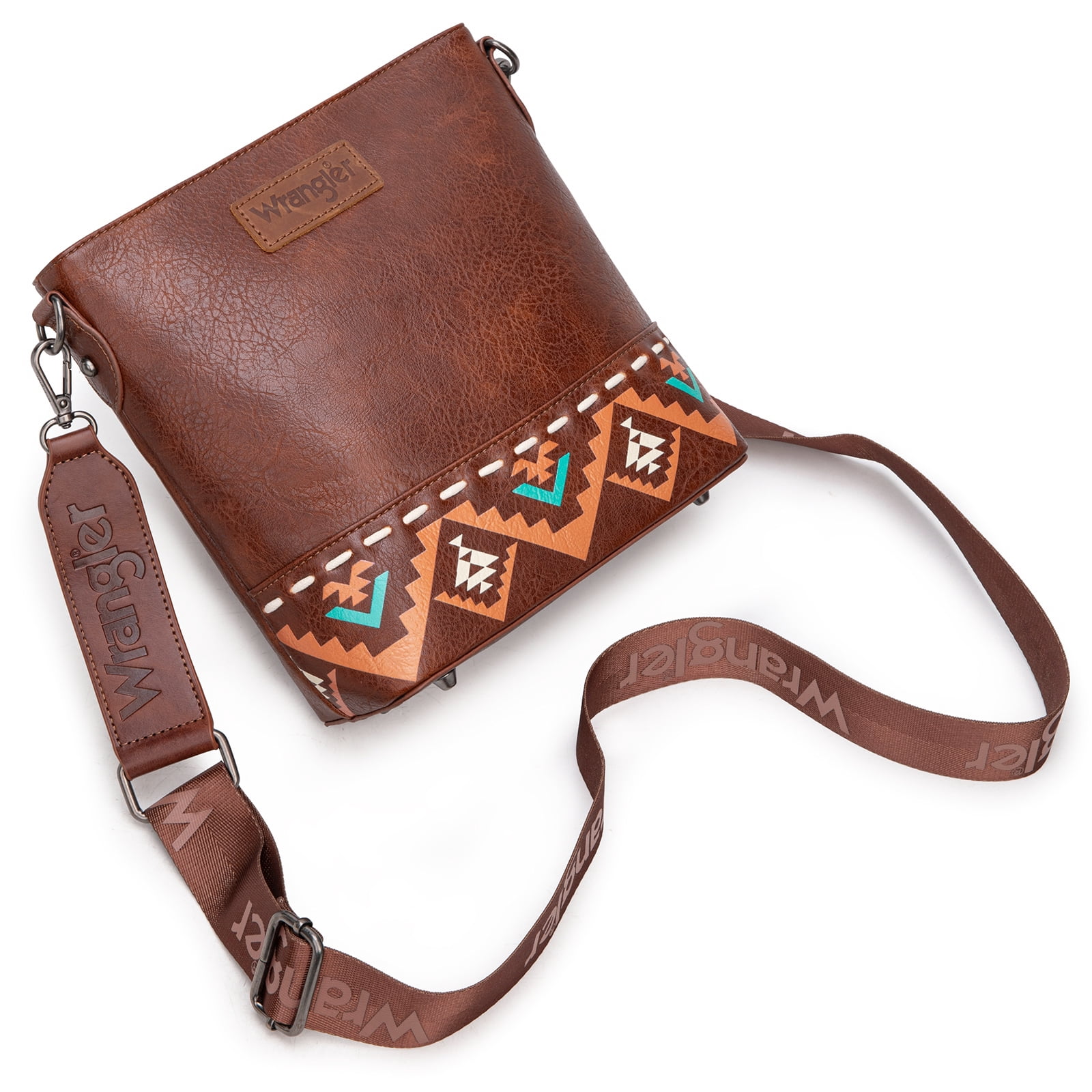 Wrangler Crossbody Purses for Women Two Tone Crossbody Bags Women Purses and Handbags, Art Brown