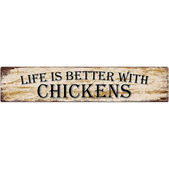 Metal Sign Life is Better with Chickens Vintage Signs Retro Tin Signs for Kitchen Home Garden Wall Bar Cafe Decor 4x16 Inches