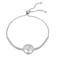 thumbnail image 1 of Bracelet Tennis Arbre de Vie Rond Argent Sterling 925 Zircon CZ Chaîne Ancre Réglable 10 Pouces, 1 of 4