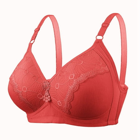 Bigersell Full-Coverage Wirefree Bra Bras for Women Full-Figure Full Coverage Bra Balconette Bra Style B93 T-Shirt Bra Women Padded Bra Feature Wireless Bra Hook & Eye Bra Closure   Red L
