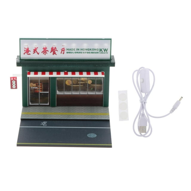 Yinanstore 1/64 Model Car Display Scene Diorama Scenery Display Layout with Light Parking Lot Scene for Spring Festival Shelf Collection Tea restaurant