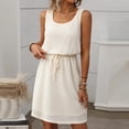thumbnail image 2 of Womens Summer Dresses Sevevn Women's Fashion Casual Solid Color Drawstring Summer Sleeveless Round-Neck Dress Women's Casual Dresses, 2 of 7